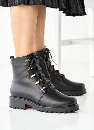 Женские ботинки кожаные зимние черные katrina 3803 фото