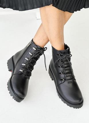 Женские ботинки кожаные зимние черные katrina 3804 фото