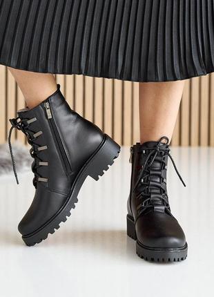 Женские ботинки кожаные зимние черные katrina 3807 фото
