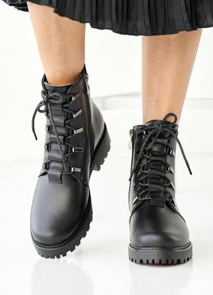 Женские ботинки кожаные зимние черные katrina 3808 фото