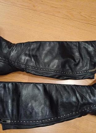 Сапоги кожаные на устойчивом каблуке италия4 фото