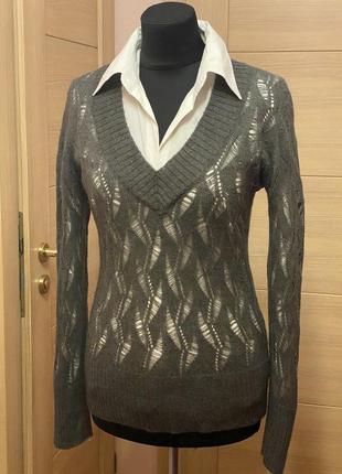 Новый стильный теплый шерстяной свитер цвета хаки италия 44, 46 размер или с, м2 фото