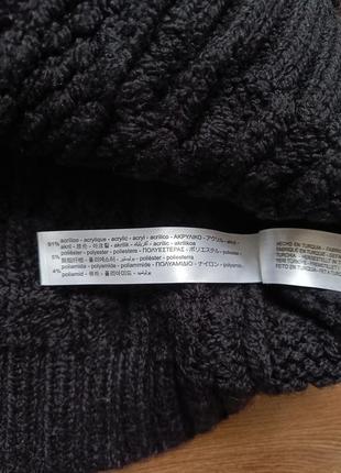 Теплий в'язаний чорний жіночий оверсайз светр zara.7 фото
