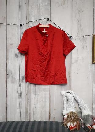 🎁 красная атласная свободная блузка блуза р xl бесплатно