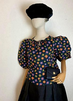 Винтаж,хлопок,блуза в принт,премиум бренд,la mode smarti style,