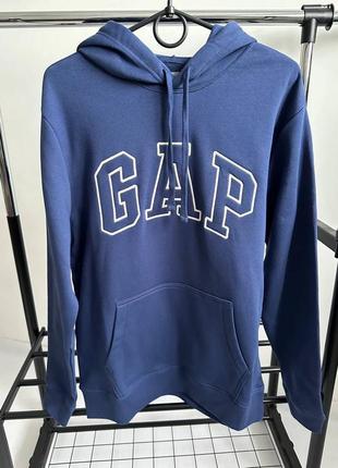 Новая оригинал худи gap кофта синяя/серая кофта гап с капюшоном с вышитыми лого s, m, l, xl