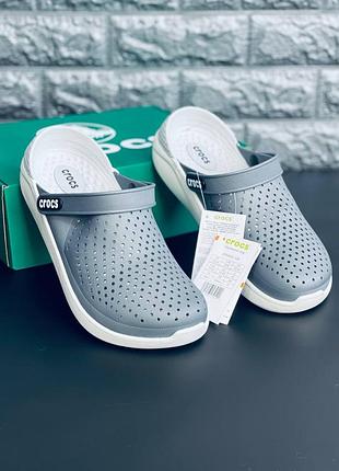 Мужские шлепанцы crocs серые шлепанцы кроксы