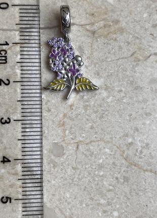 Новая оригинальная серебряная бусина - подвеска кулон "сирень" природные аметисты10 фото