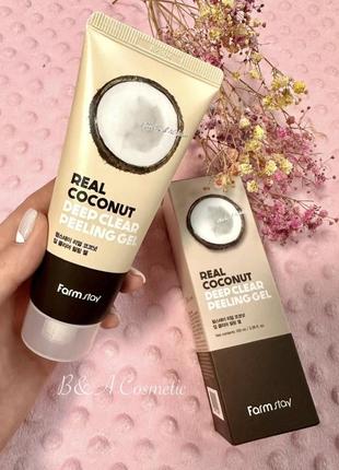 Пілінг-гель для обличчя з екстрактом кокоса farmstay real coconut deep clear peeling gel, 100 мл1 фото