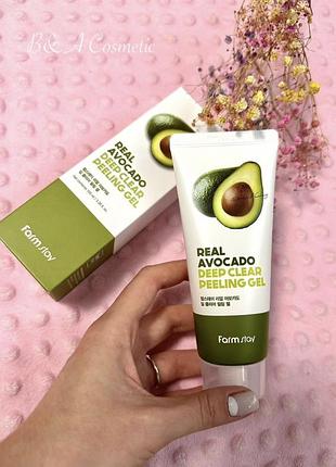 Пілінг-гель з екстрактом авокадо farm stay real avocado deep clear gel peeling