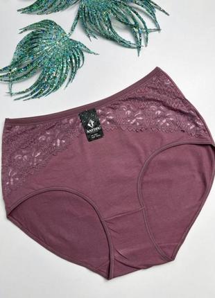 Трусы женские больших размеров antifu, хлопок с кружевом ,56 58 60