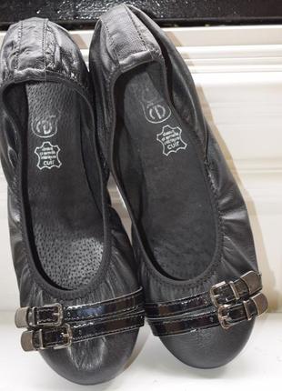 Кожаные туфли балетки лодочки испания р.39 на широкую 25,5 см мокасины4 фото