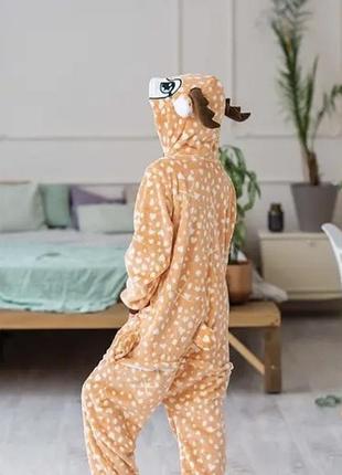 Кигуруми пижама цельная олень бемби плюшевая пижамка9 фото