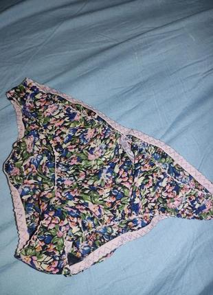 Милые шифоновые трусики в винтажном стиле с цветочным принтом1 фото