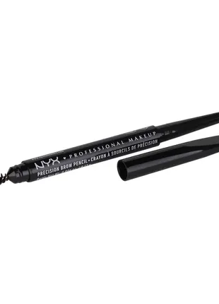 Карандаш для бровей nyx professional makeup precision brow pencil 06 black, с щеточкой, 1 г1 фото