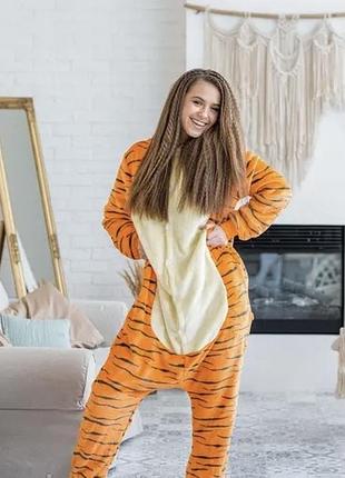 Кигуруми пижама цельная тигр disney плюшевая пижамка теплая5 фото