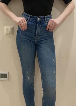Женские джинсы скинни zara синего цвета1 фото