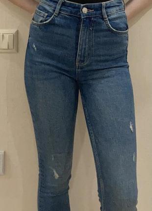 Жіночі джинси скіні zara синього кольору3 фото