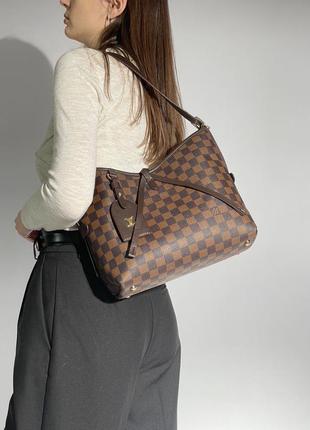 Женская сумка louis vuitton carryallmm brown chess canvas5 фото