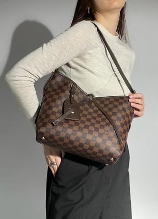 Женская сумка louis vuitton carryallmm brown chess canvas4 фото