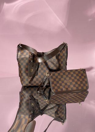 Женская сумка louis vuitton carryallmm brown chess canvas6 фото