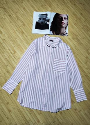 Marks &amp; spencer коттоновая рубашка в бело- розовую полоску1 фото