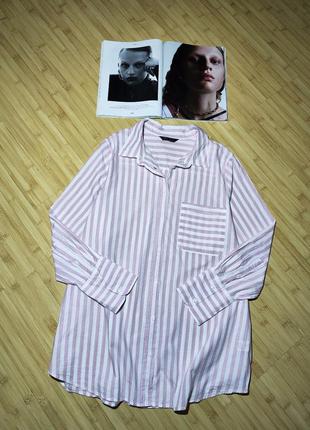 Marks &amp; spencer коттоновая рубашка в бело- розовую полоску3 фото