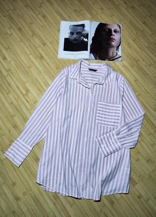 Marks &amp; spencer коттоновая рубашка в бело- розовую полоску2 фото