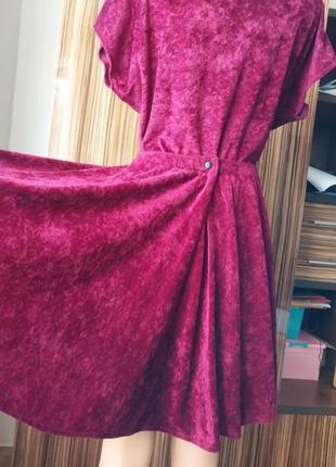 Очень красивый бархатный велюровый винтажный костюм цвет фуксия4 фото