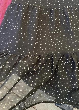 Новая юбка миди в горошек ярусная на подкладке шифоновая сетка2 фото