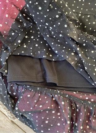 Новая юбка миди в горошек ярусная на подкладке шифоновая сетка3 фото