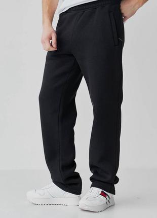 Теплые брюки прямого кроя на флисе, длинные мужские утепленные базовые брюки