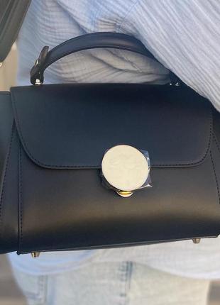Кожаная итальянская женская черная сумка3 фото