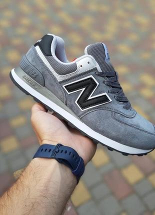 Жіночі замшеві кросівки new balance 574 сірі беланс відмінної якості