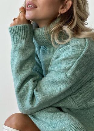 Зимний теплый, удлиненный свитер из шерсти производитель туречки3 фото