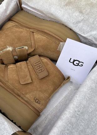 Ugg neumel platform 5 см , угги на ліпучках на платформі чорні та коричневі4 фото