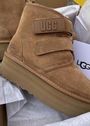 Ugg neumel platform 5 см , угги на ліпучках на платформі чорні та коричневі2 фото