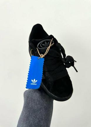 Женские кроссовки чёрные адидас кампус adidas campus “full black” 
premium6 фото