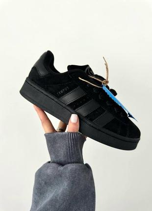 Женские кроссовки чёрные адидас кампус adidas campus “full black” 
premium1 фото