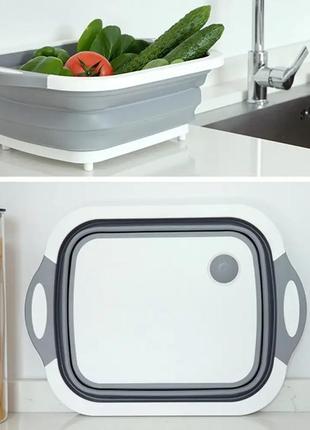 Обробна дошка складна, багатофункціональна миска-кошик трансформер для фруктів і овочів chopper 3 в 11 фото