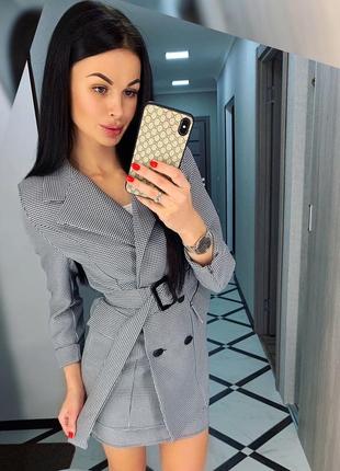 Діловий костюм довгий піджак під пояс спідниця діловий спідниця піджак під пояс3 фото