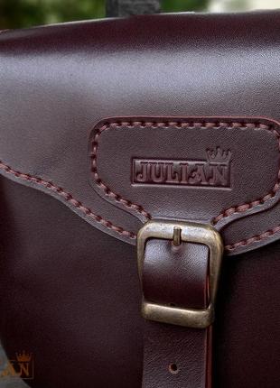 Кожаная винтажная сумочка "джулия" из натуральной кожи шоколадного цвета6 фото