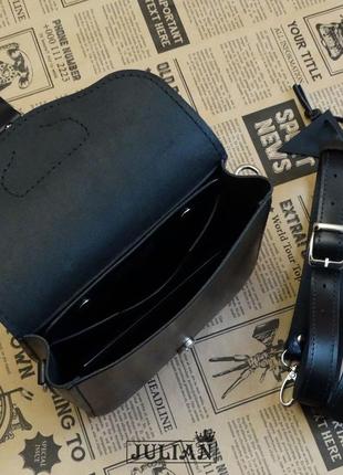 Кожаная винтажная сумочка "джулия" из натуральной кожи черного цвета4 фото