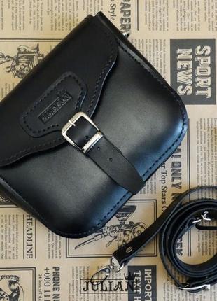 Кожаная винтажная сумочка "джулия" из натуральной кожи черного цвета2 фото