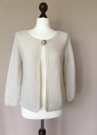 Бежева кофта светр кардиган з укороченим рукавом італія s-m