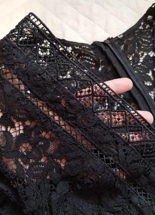 Роскошное кружевное платье футляр платье вечернее morgan xs черное праздничное кружево короткое мини5 фото
