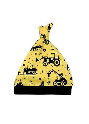 Жовта шапочка з тракторцями tm mishka