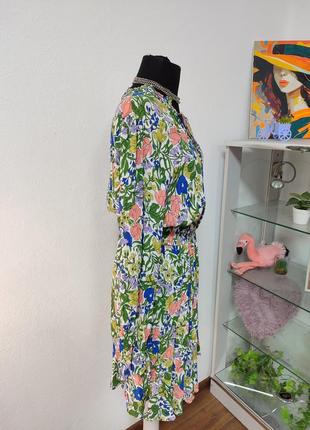 Платье трапеция с напуском, цветочный принт вискоза4 фото