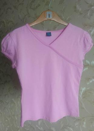 Красивая розовая английская футболка tu на девочку 6-9 лет