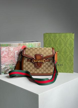 Сумочка брендированная gucci повседневная коричневая3 фото